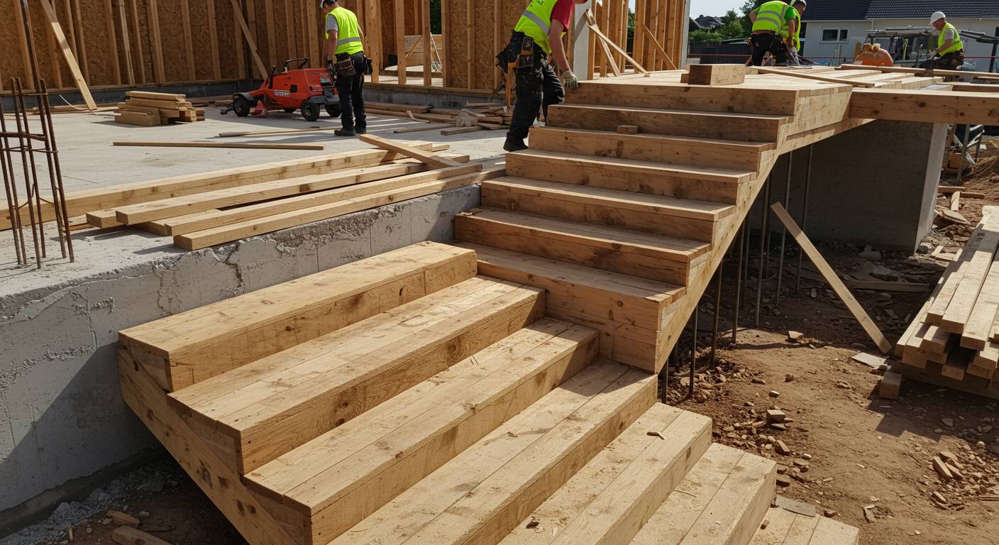 Деревянная лестница с отделкой