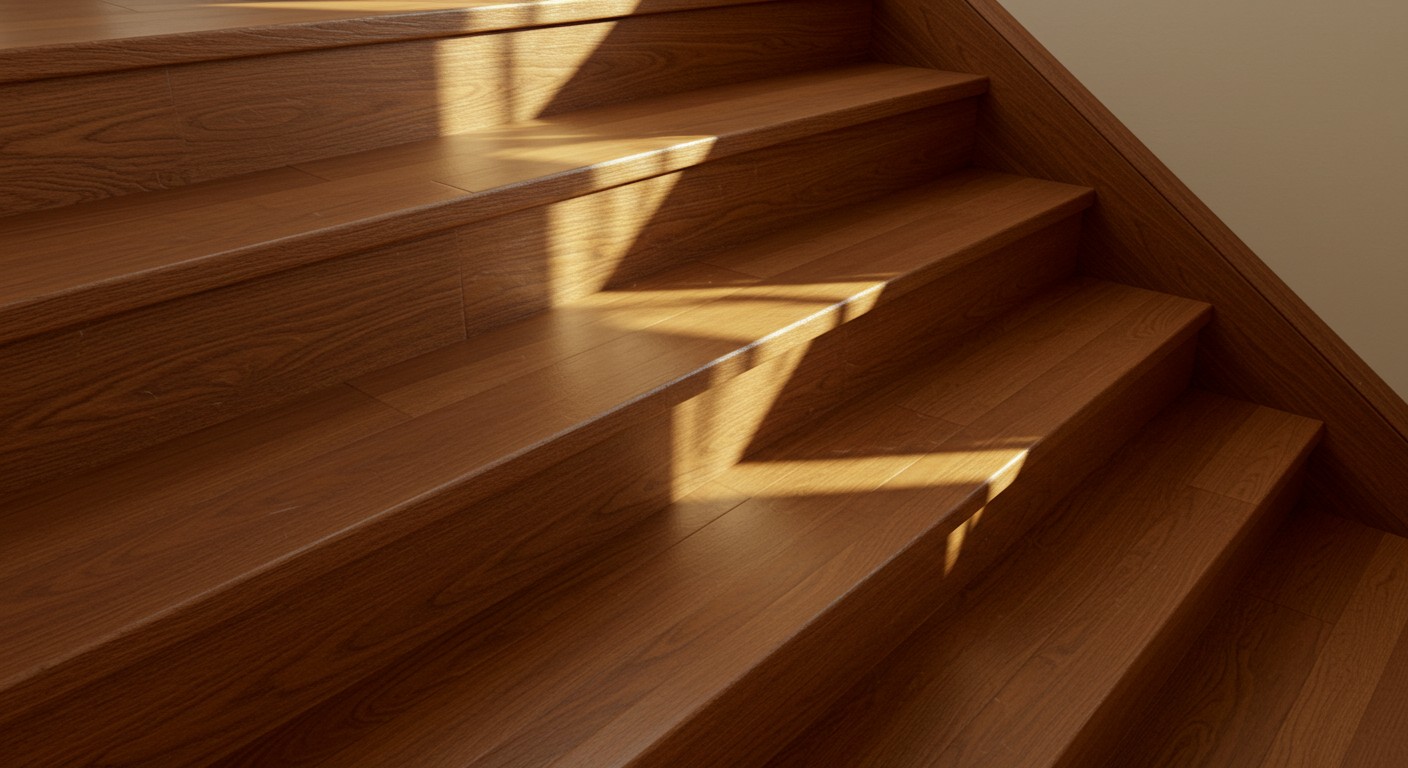 Теплая деревянная лестница в доме