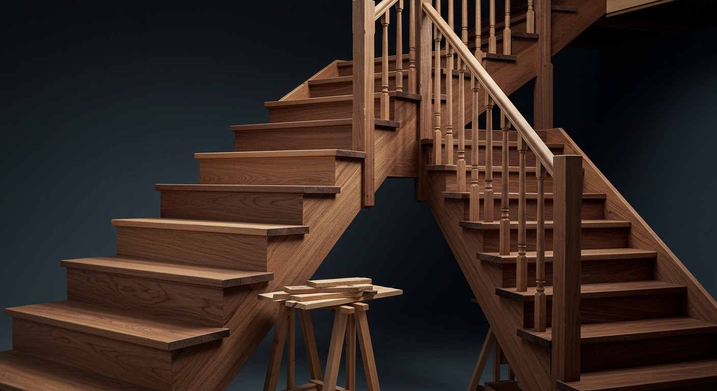 Инновационная деревянная лестница в интерьере