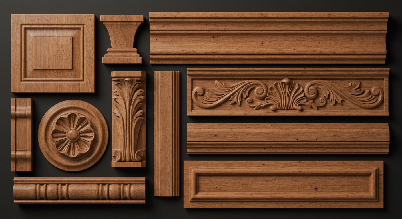 Декоративные элементы из дерева для шкафов