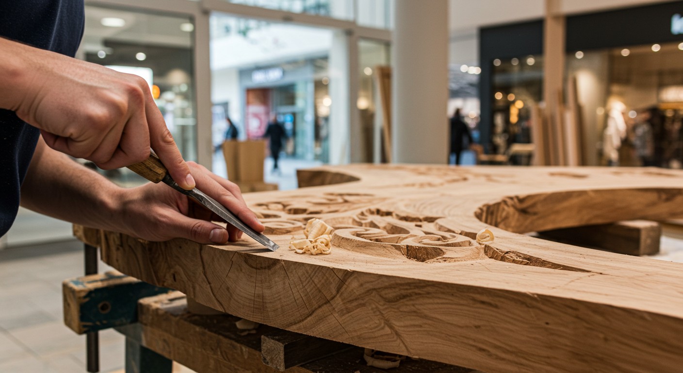 Элементы интерьера торгового центра из дерева Деревянный декор для торгового центра