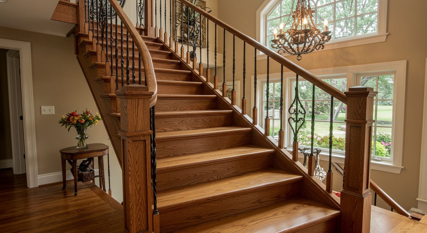 Кленовая лестница в современном интерьере