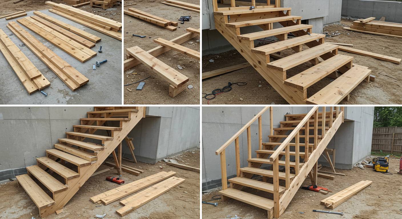 Монтаж маршевой лестницы из дерева
