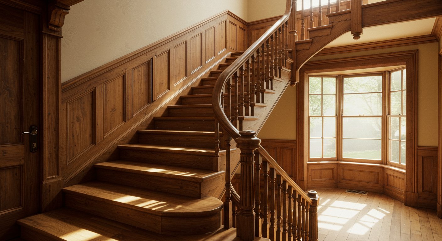 Ручная отделка деревянной лестницы