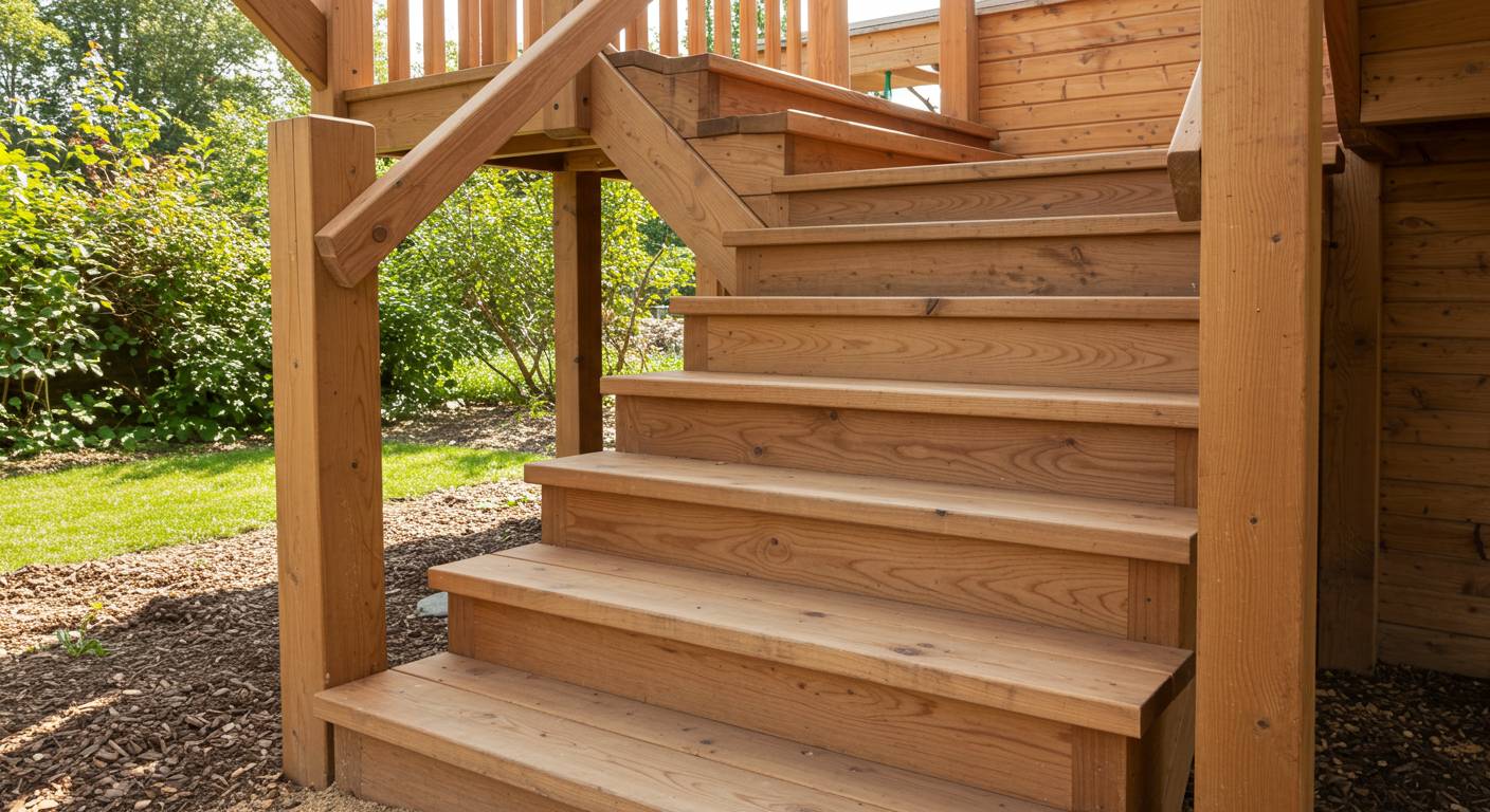 Прочная лестница из натурального массива