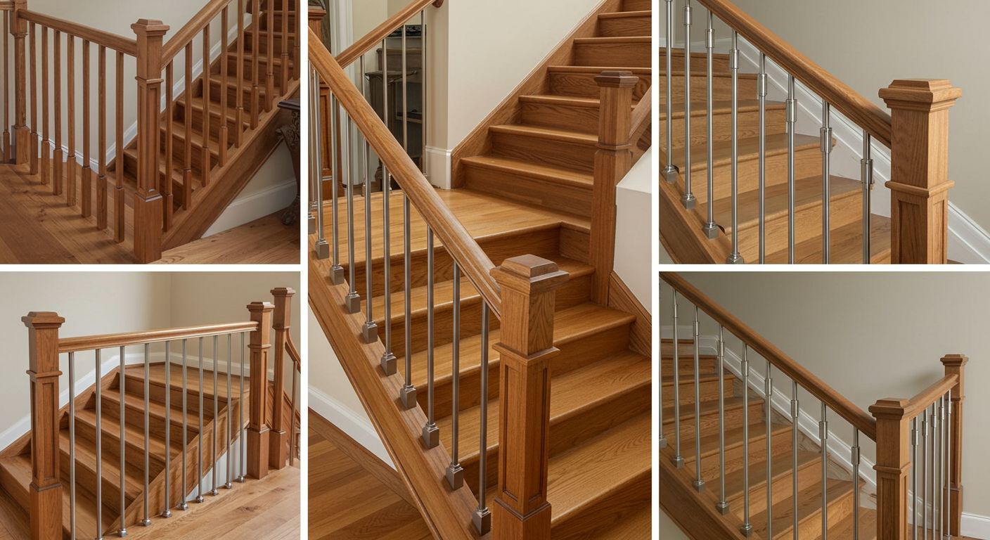 Деревянные перила лестницы с декоративной резьбой