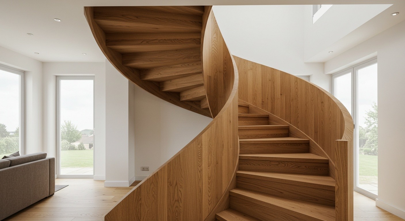 Модульная винтовая лестница из дуба