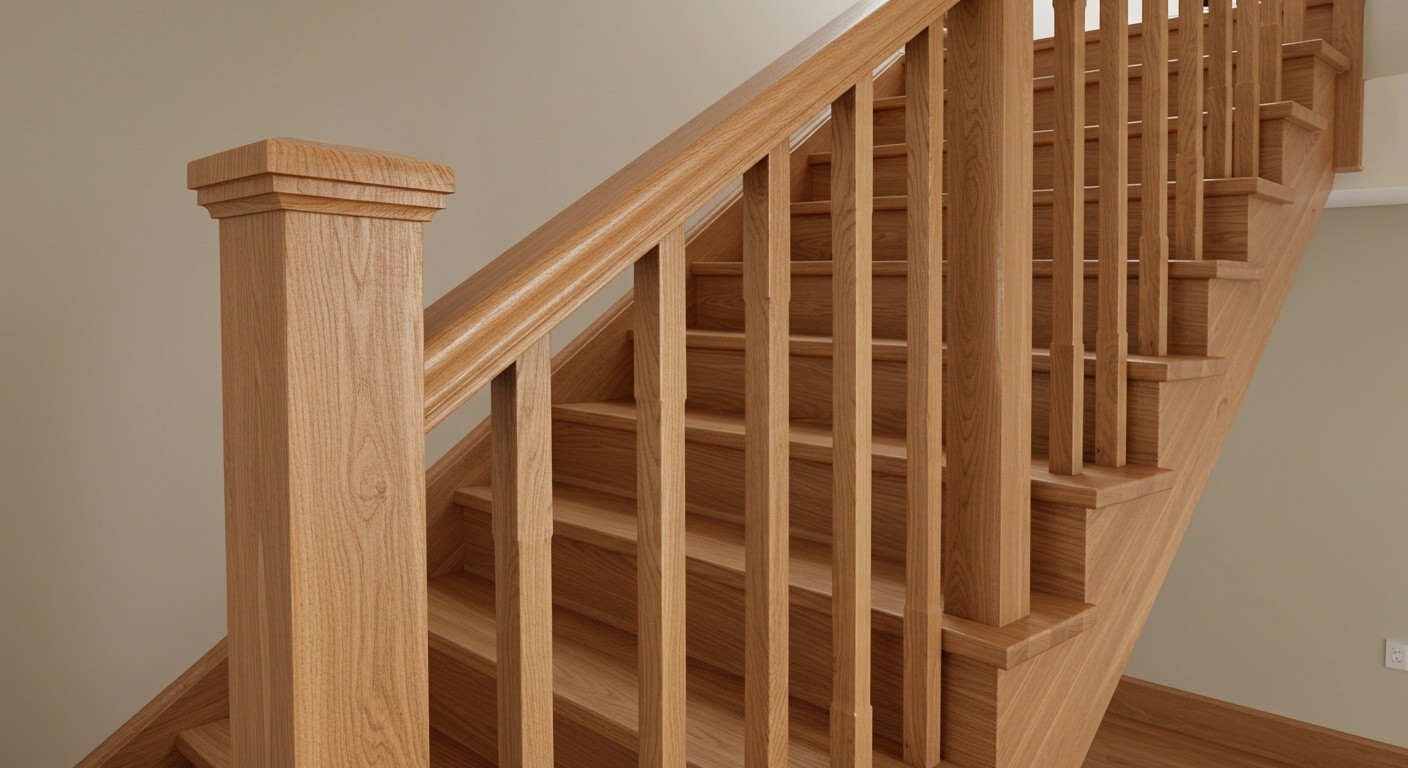 Поручни деревянной лестницы