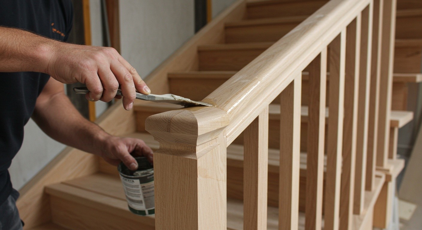Финишная обработка деревянной лестницы