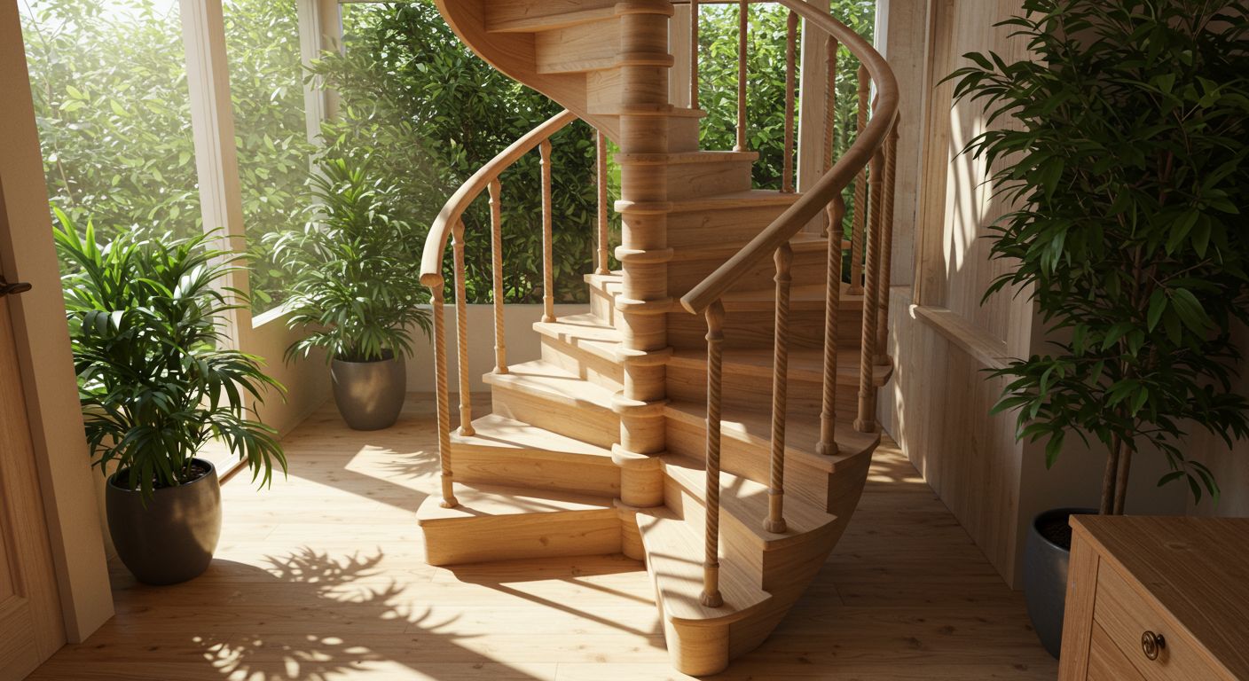 Малая винтовая лестница из дерева