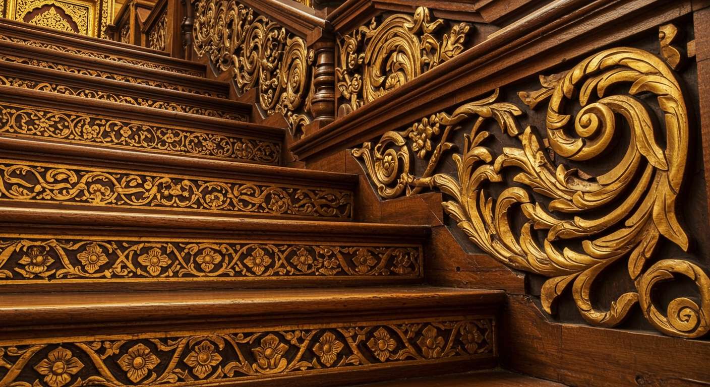 Декоративная резьба на лестнице