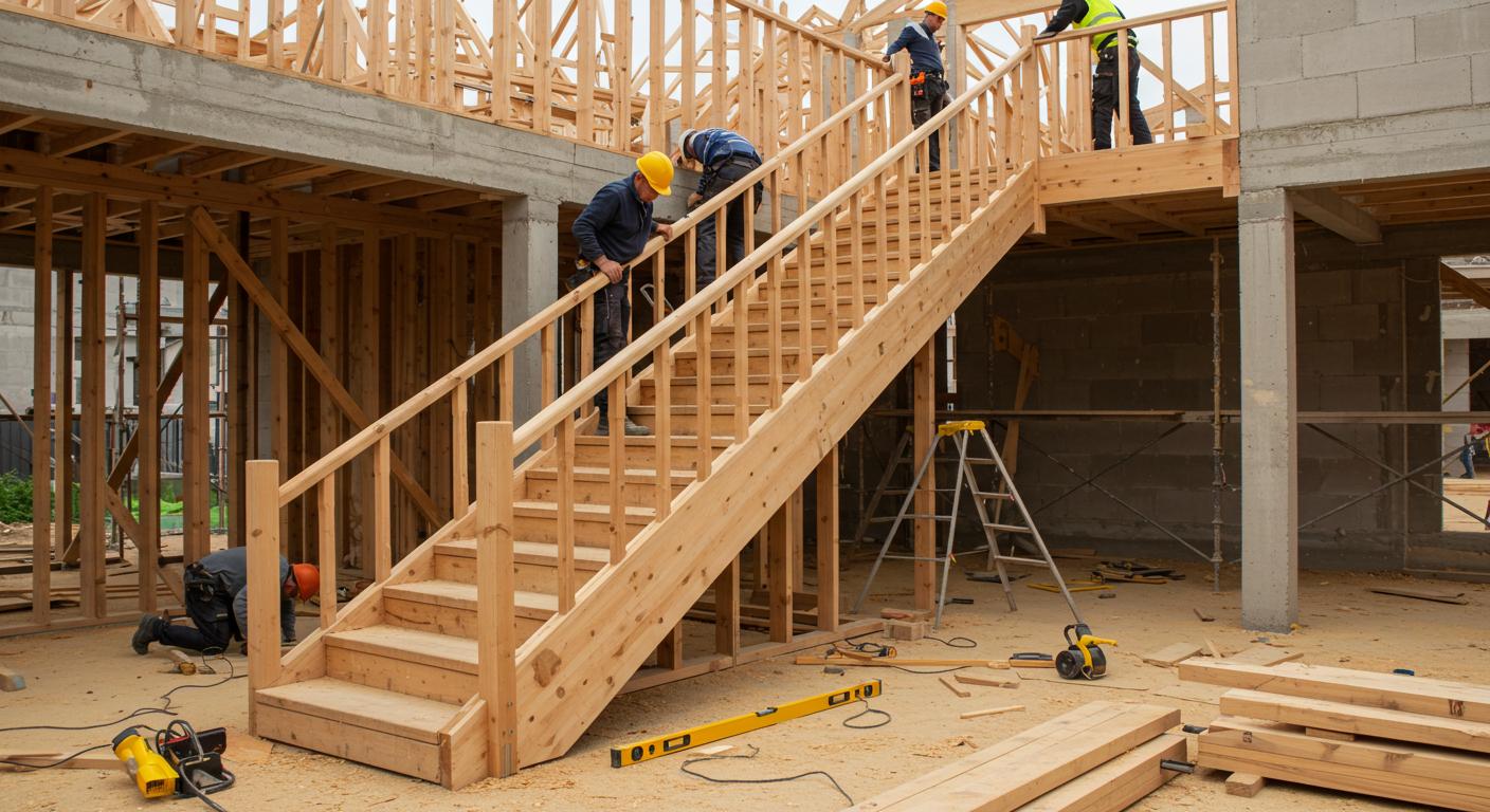 Деревянная лестница по индивидуальному проекту