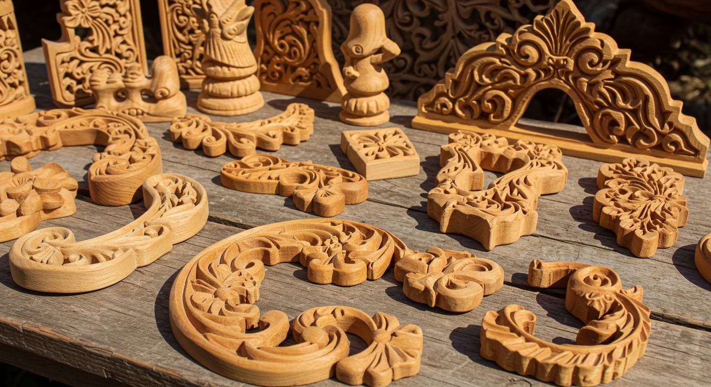 Декоративные элементы из резной сосны