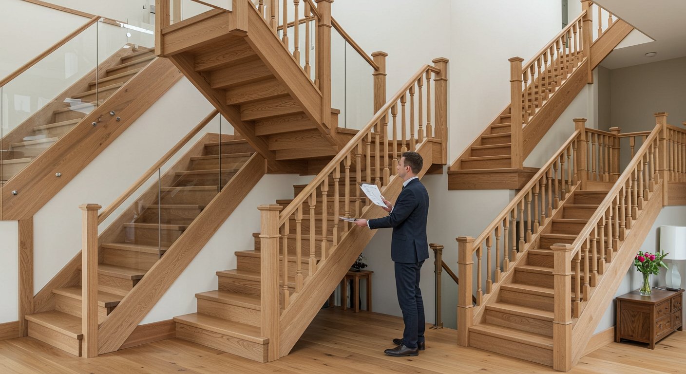 Деревянная лестница с оригинальным оформлением