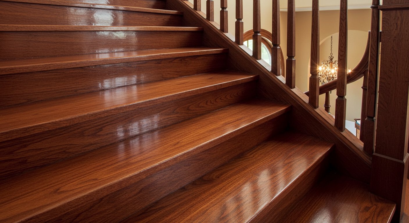 Обработка лестницы натуральным маслом