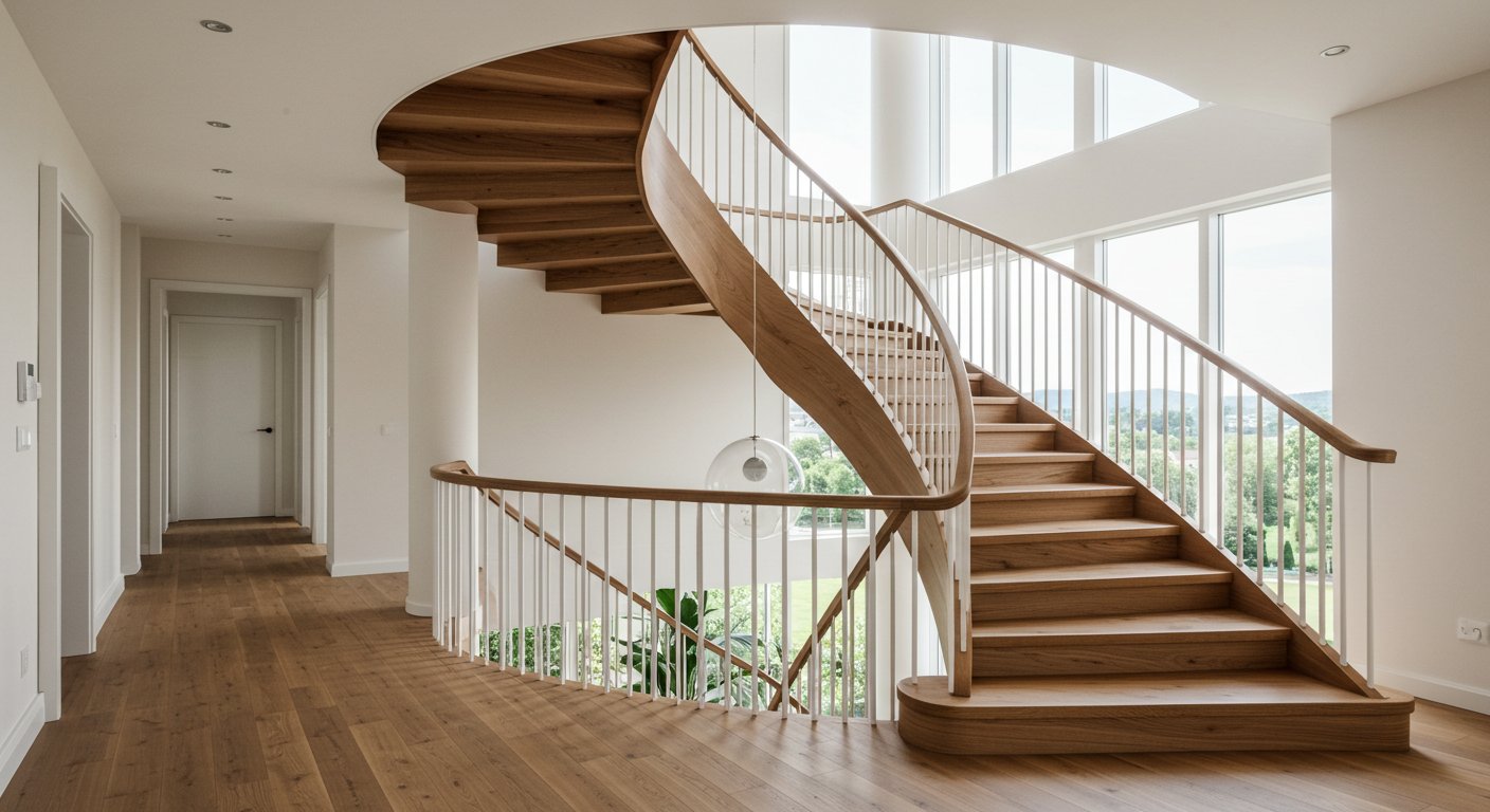 Современный дизайн деревянной лестницы