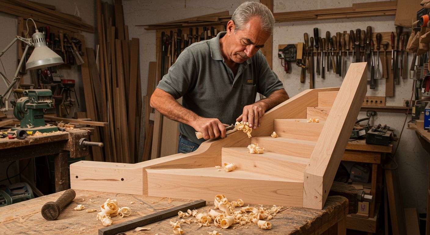 Ручная резьба на деревянной лестнице