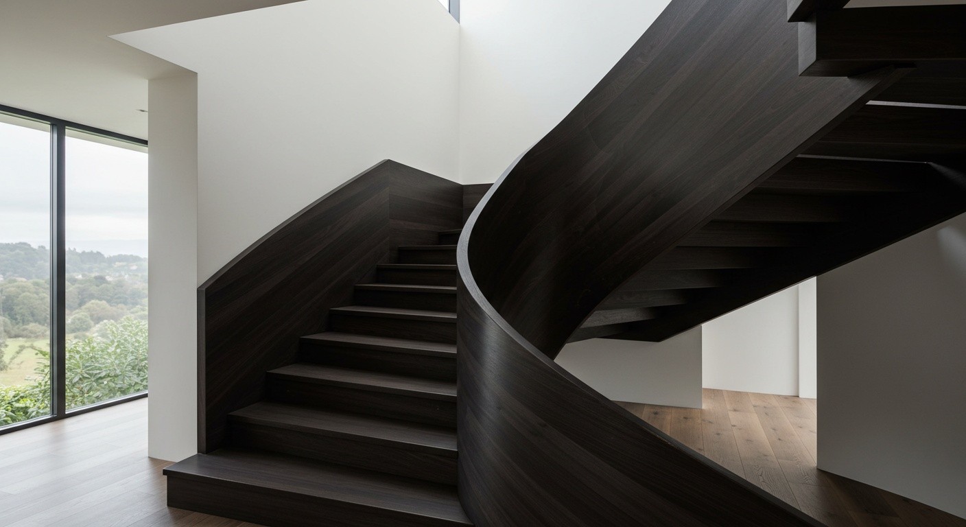 Современная дизайнерская деревянная лестница