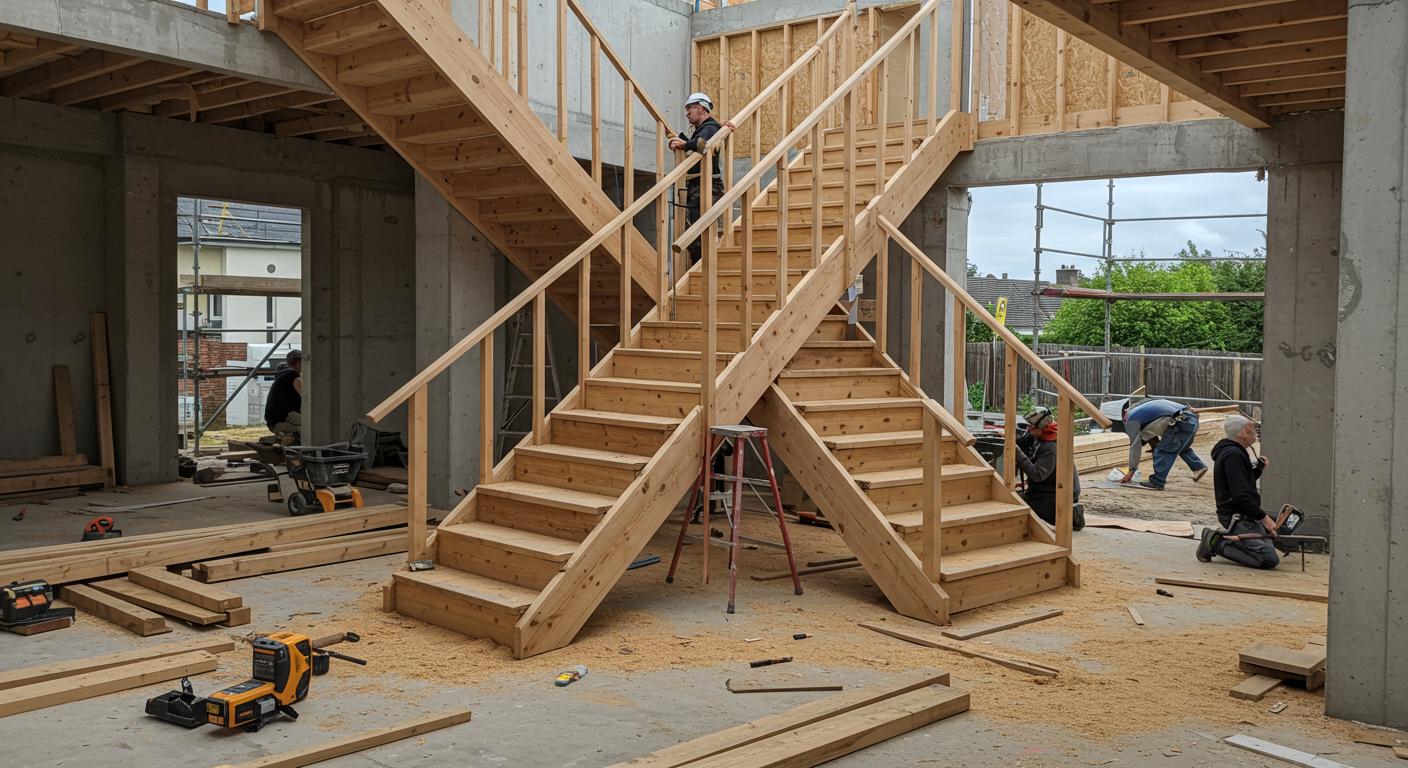 Монтаж деревянной лестницы