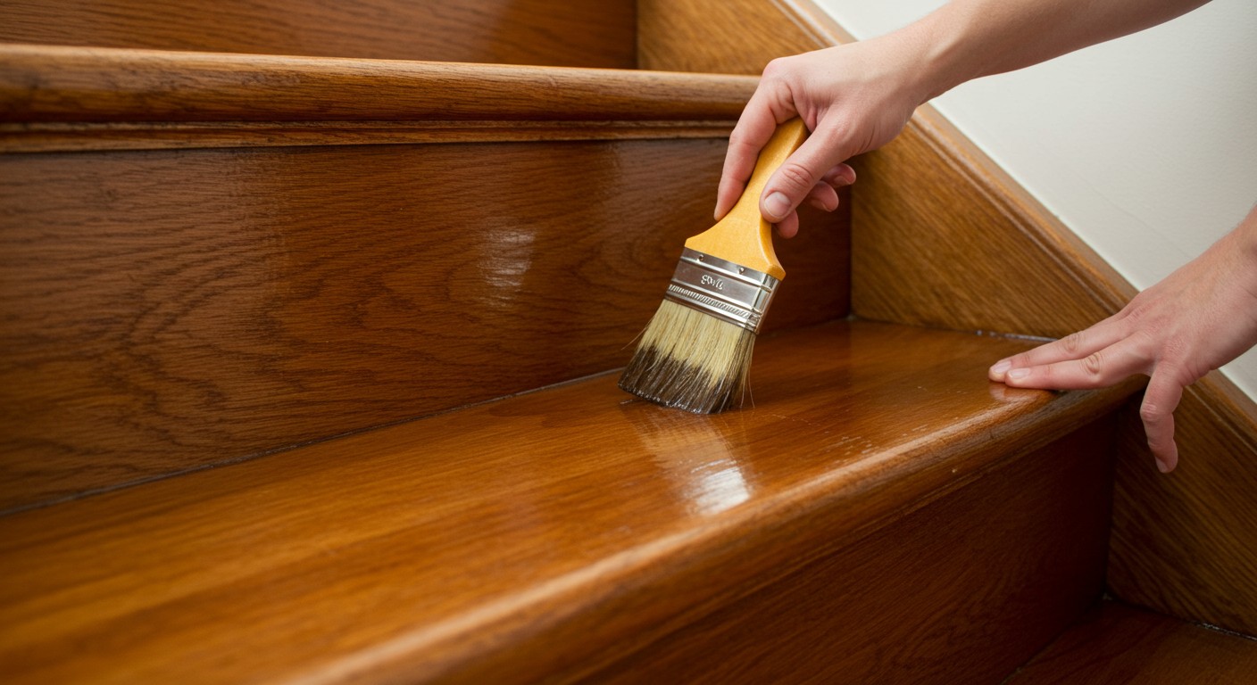 Лакировка деревянной лестницы