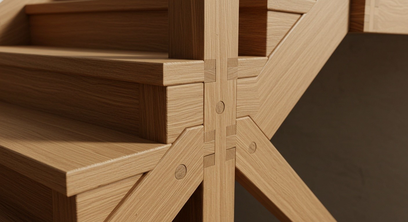 Прочные соединения элементов деревянной лестницы