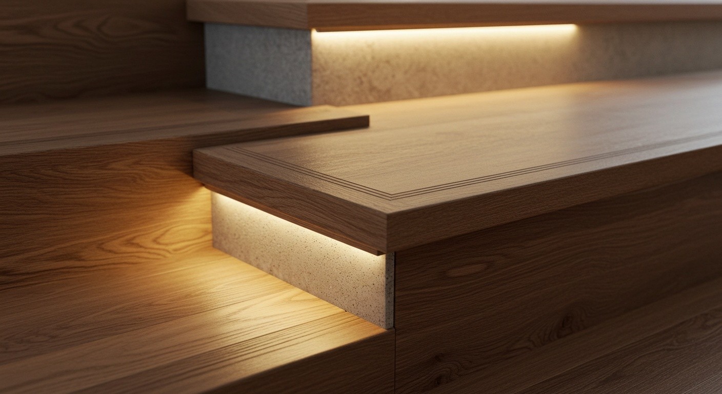 Обработка торцов ступеней деревянной лестницы