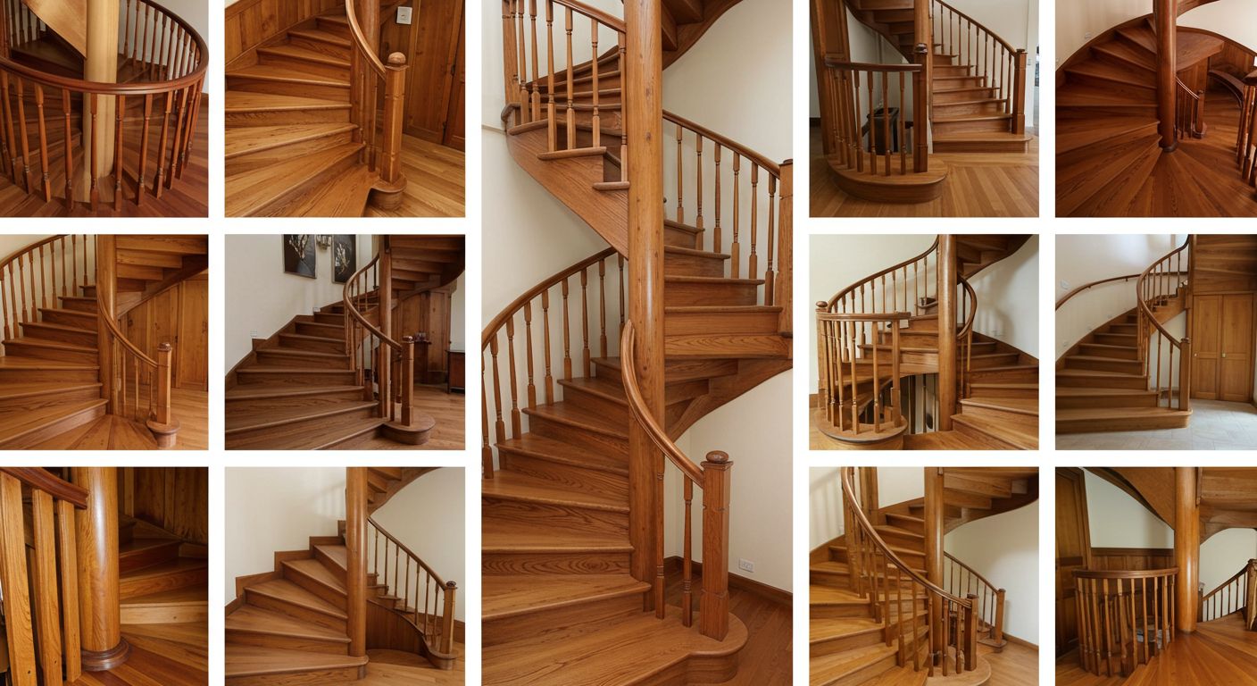 Лестница из различных пород древесины