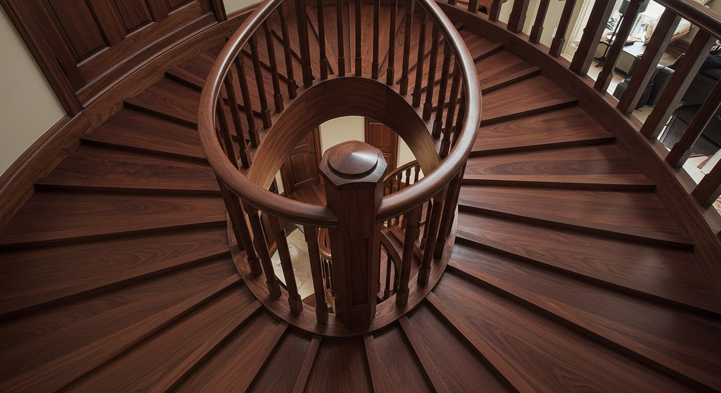 Элитная лестница из ореха в интерьере