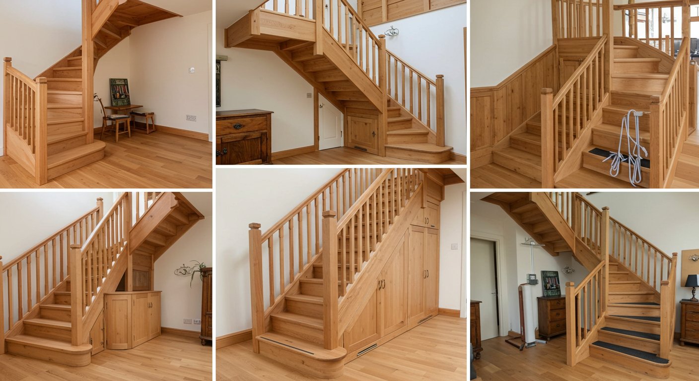 Функциональная деревянная лестница с ящиками