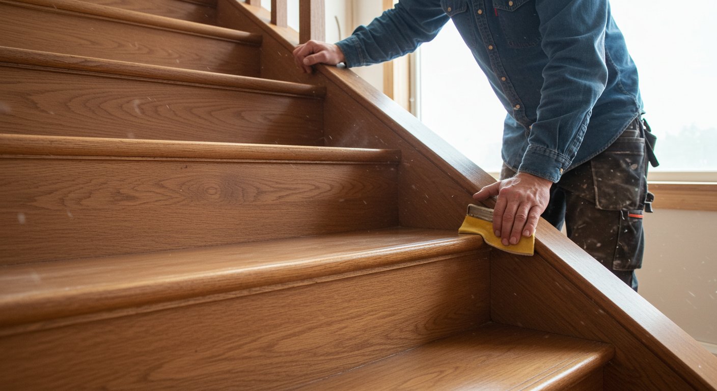 Лестница с отделкой натуральным воском