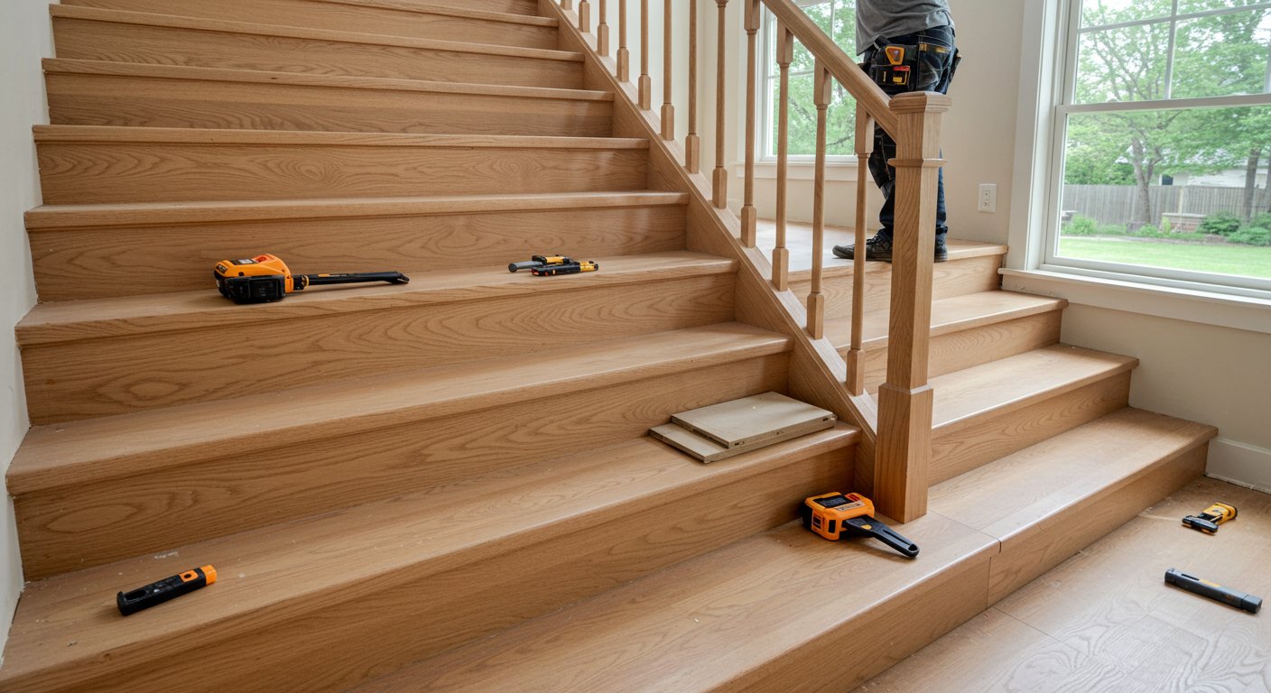 Монтаж деревянной лестницы