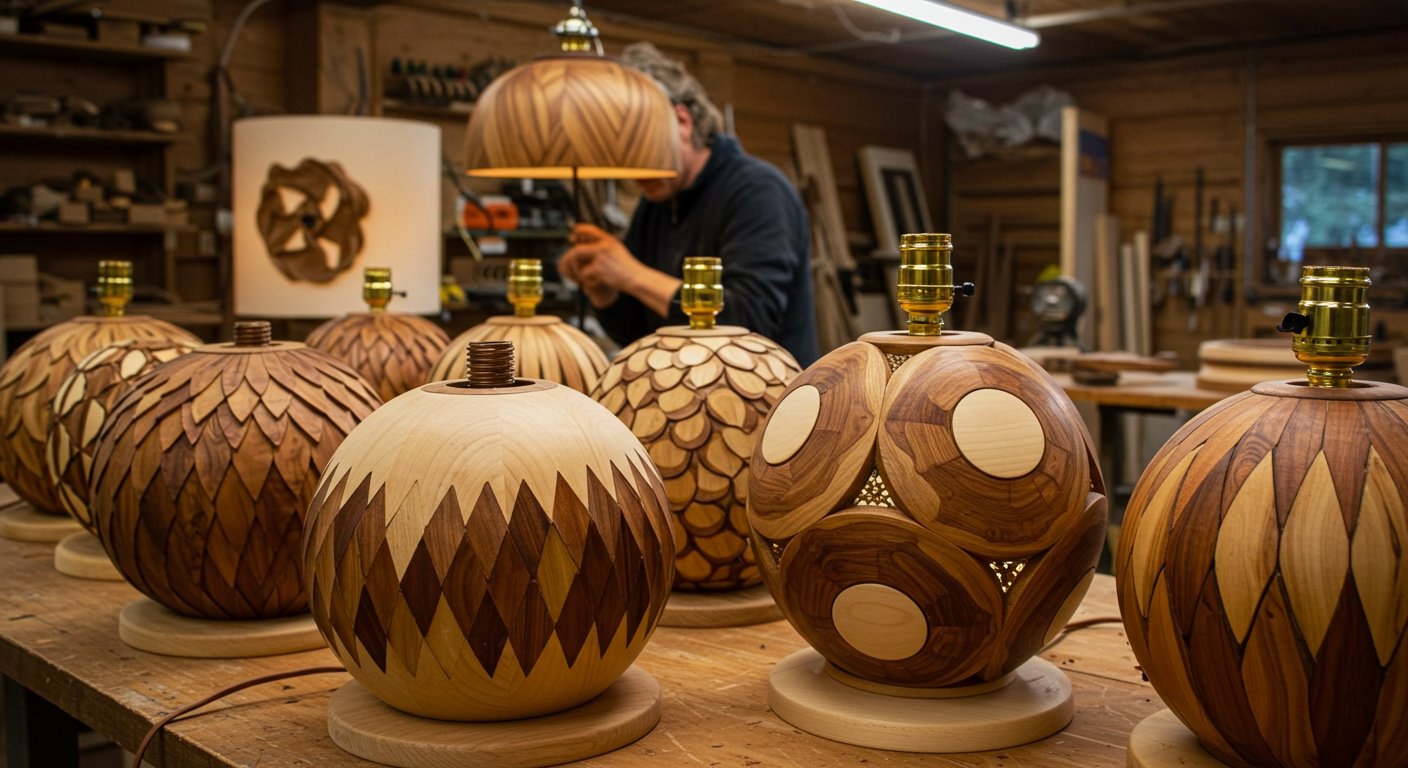 Изготовление декора из дерева для круглых светильников