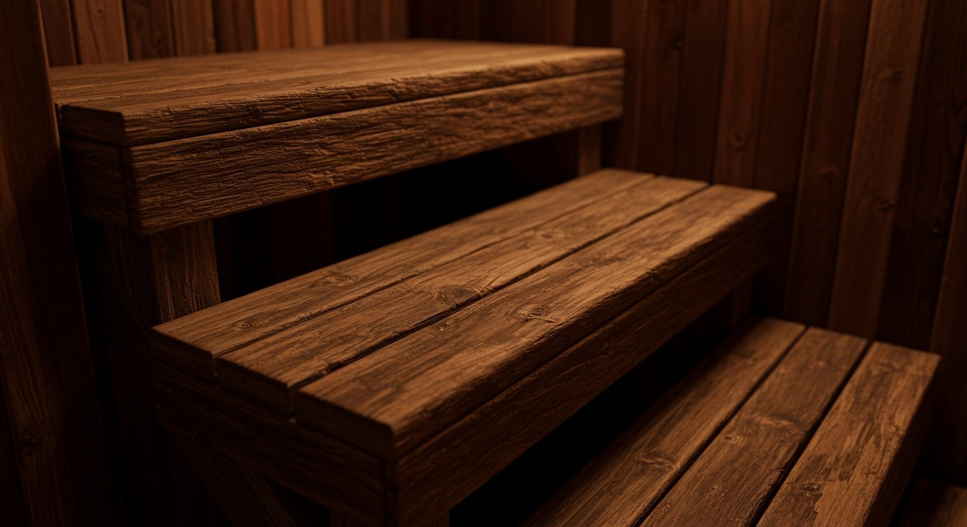 Деревянная лестница для бани