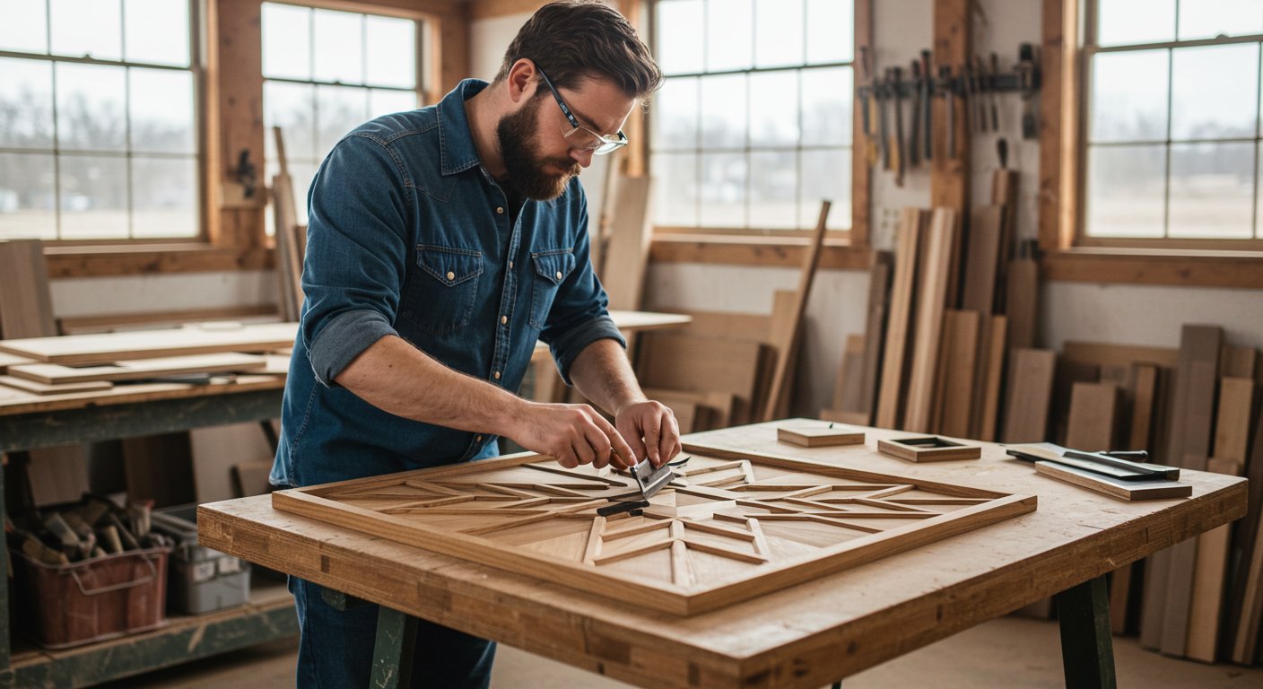Деревянное квадратное панно