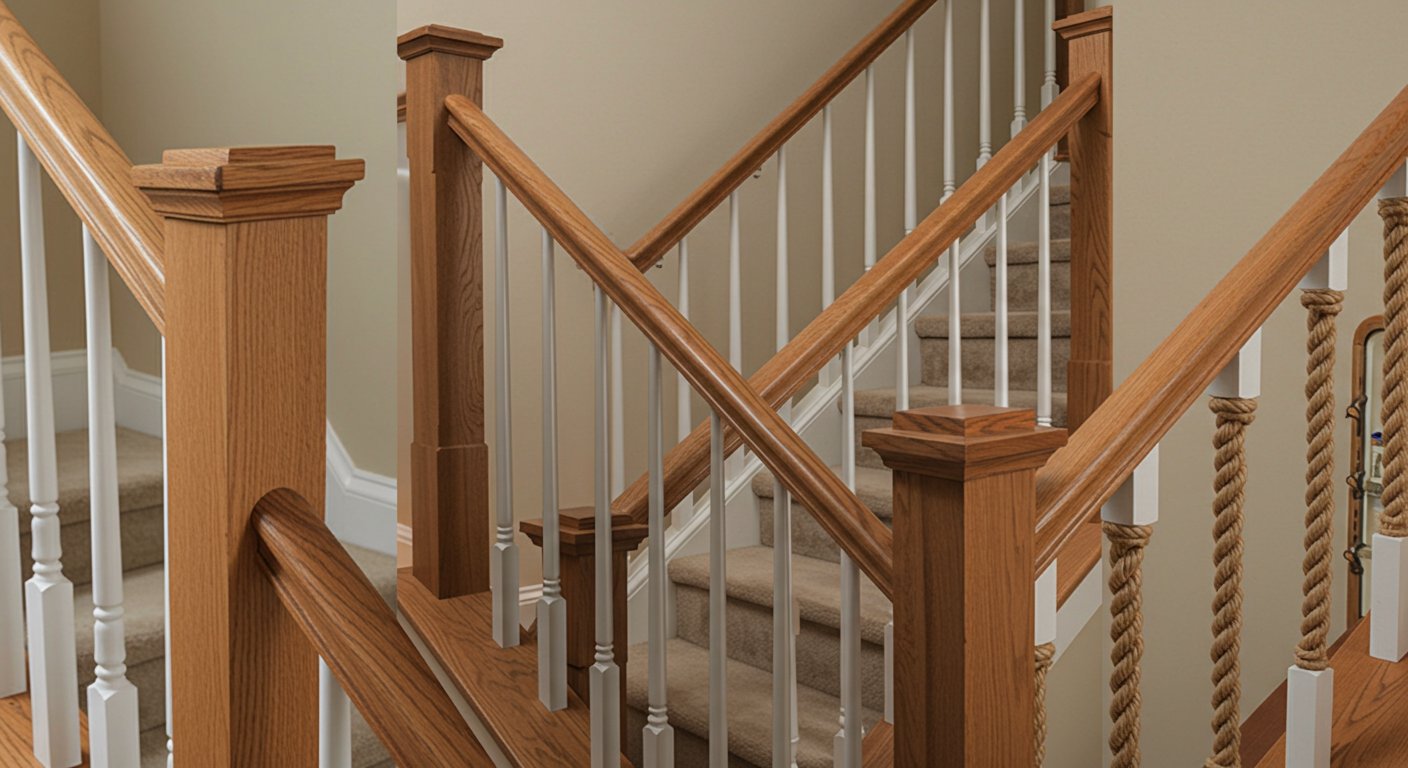 Разновидности поручней для деревянных лестниц