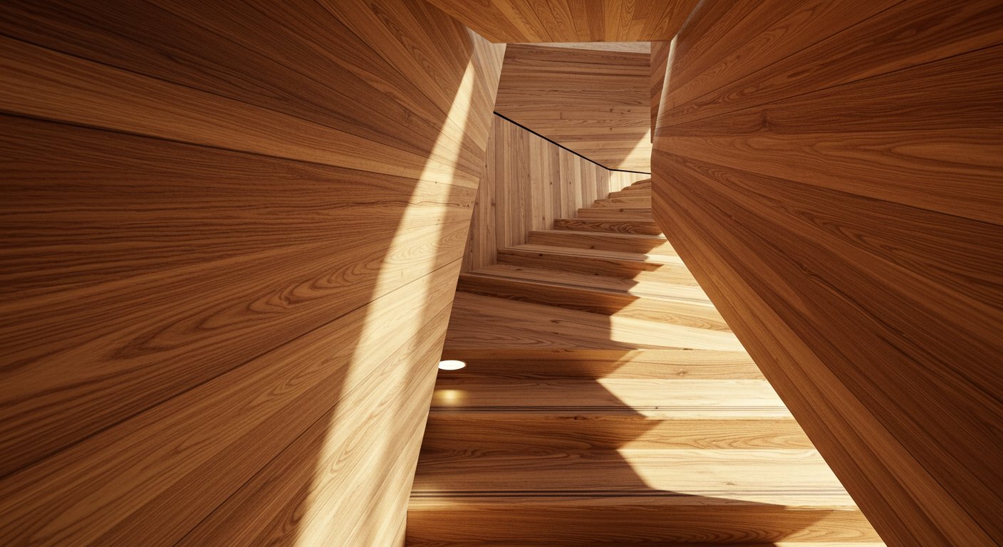 Текстура древесины в дизайне лестницы