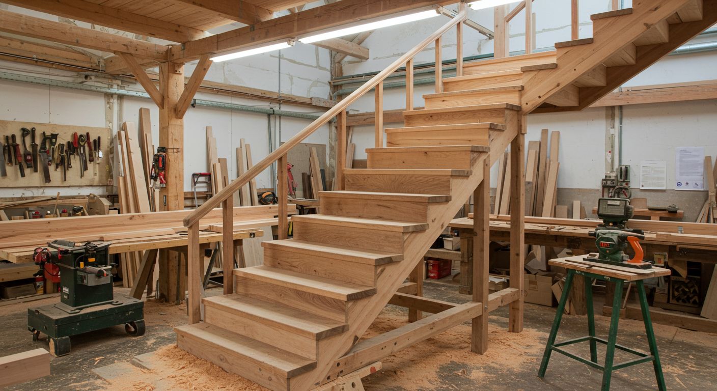 Изготовление лестницы из массива по эскизу