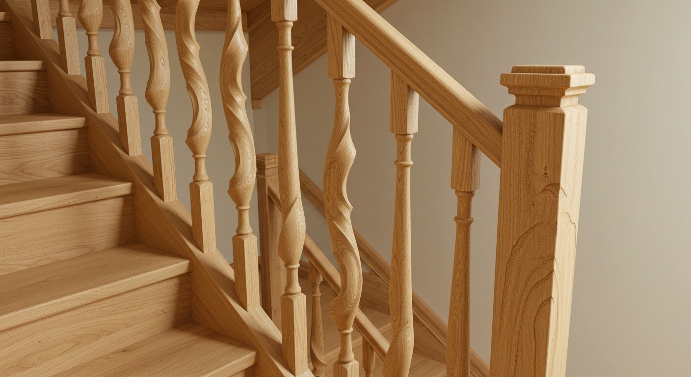 Декоративные и функциональные балясины для лестницы Фигурные балясины для деревянной лестницы