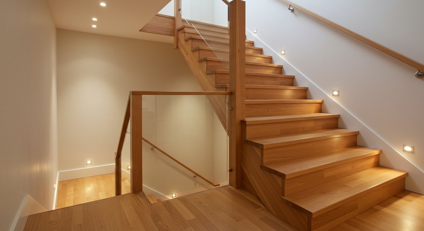 Лестница из бука в городской квартире