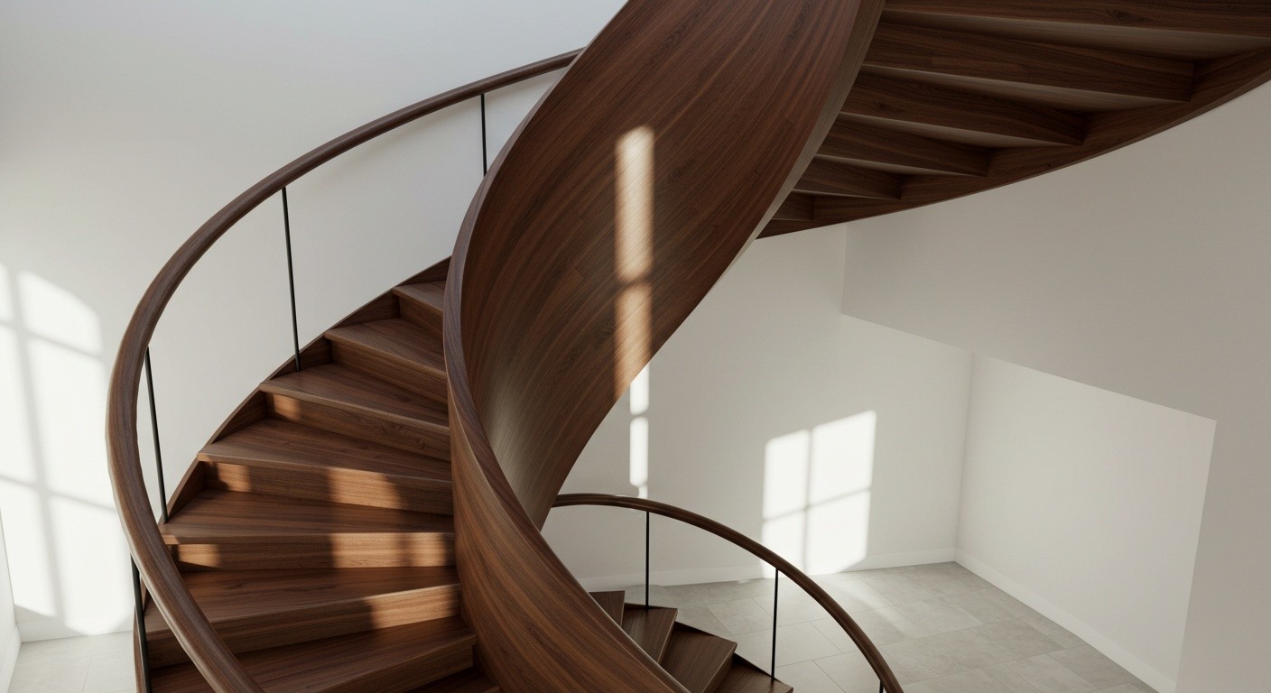 Винтовая лестница из дерева и металла