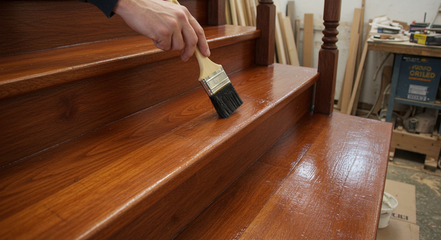 Деревянная лестница с традиционной отделкой