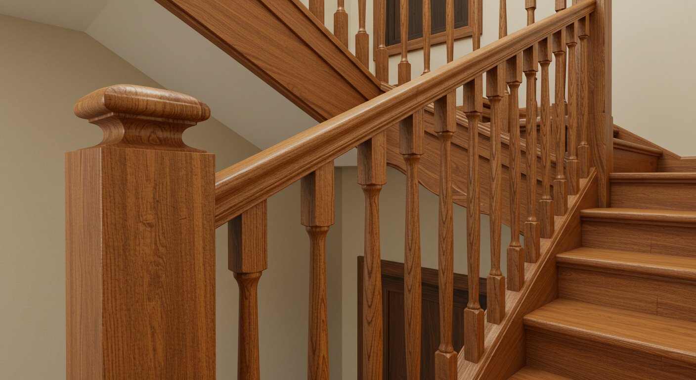 Точеные перила для деревянной лестницы