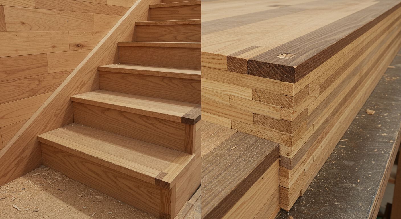 Толстые деревянные элементы лестницы