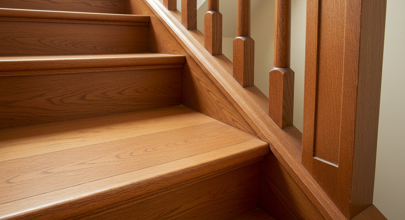 Декоративные деревянные панели на лестнице