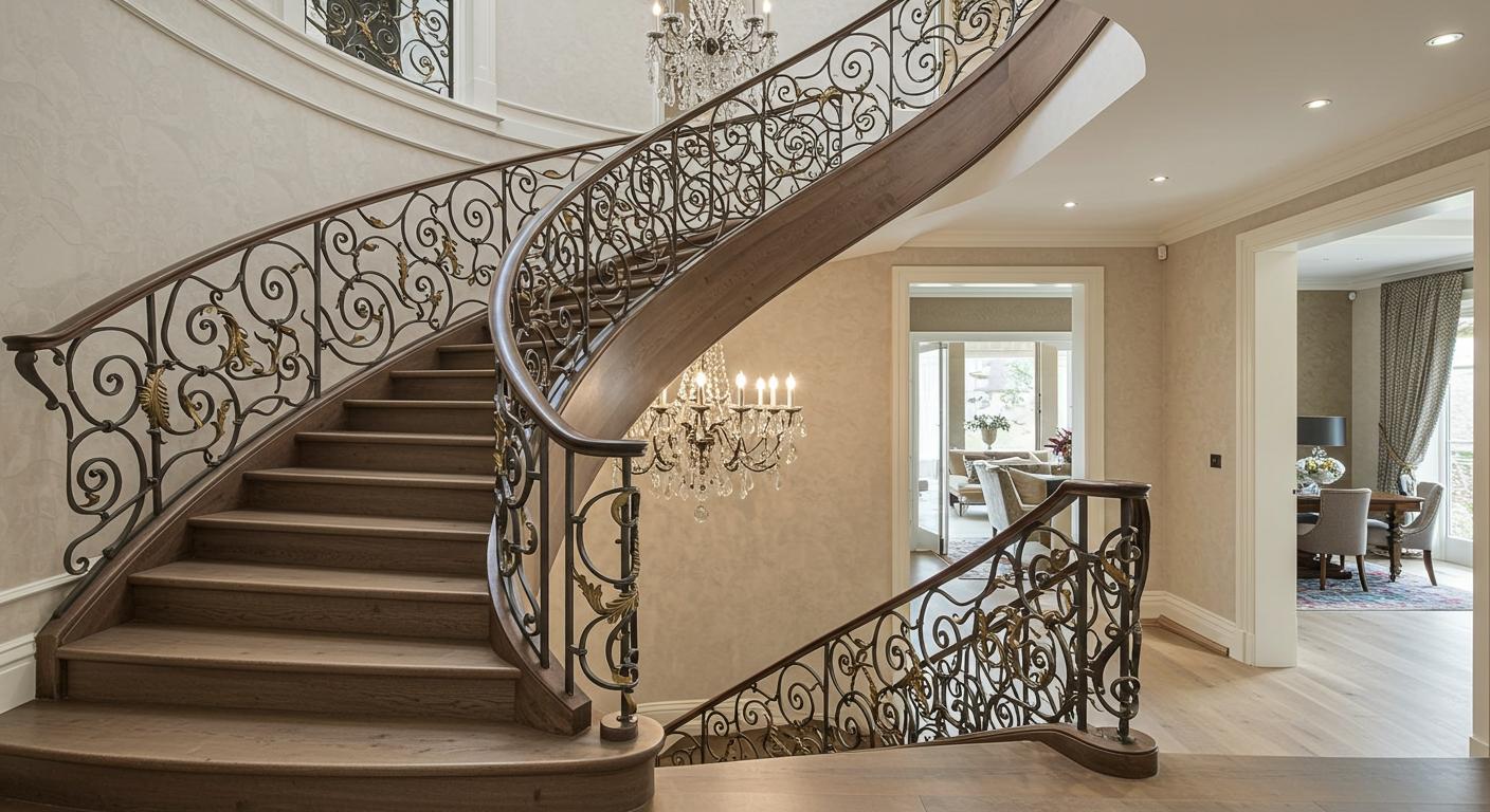 Лестницы с коваными перилами на заказ для интерьера