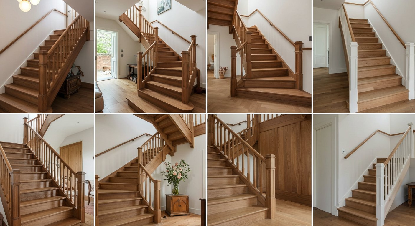 Современная деревянная лестница в интерьере