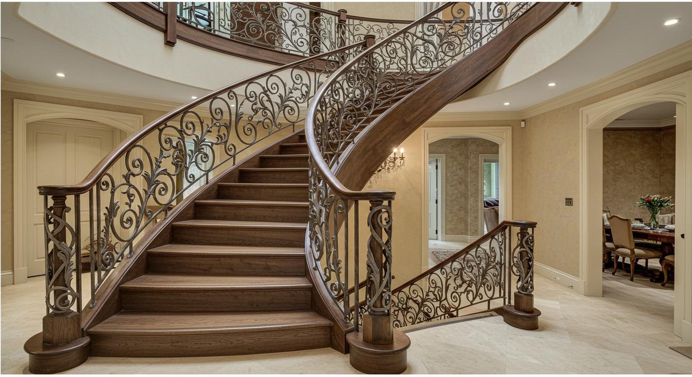 Лестницы с коваными перилами на заказ