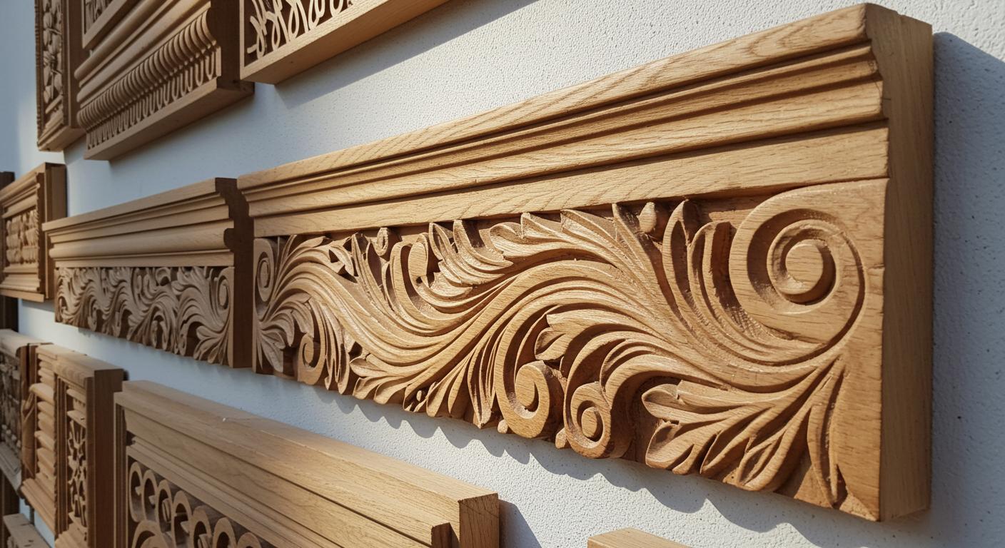 Декоративные элементы из дерева эконом класса фасадные