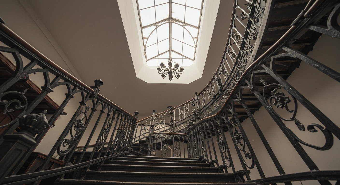 Элитная винтовая лестница с декоративной ковкой