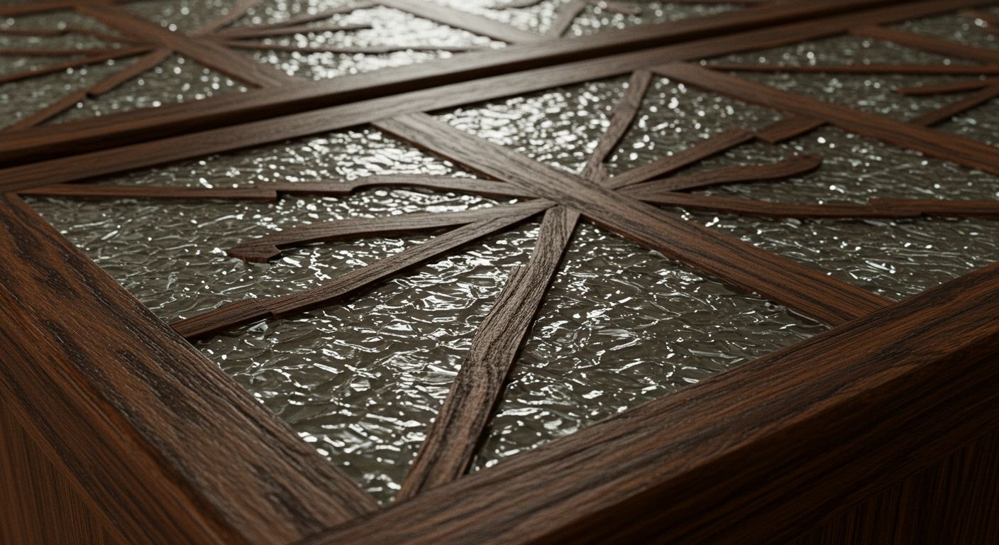 Декоративные элементы из дерева с инкрустацией стеклом